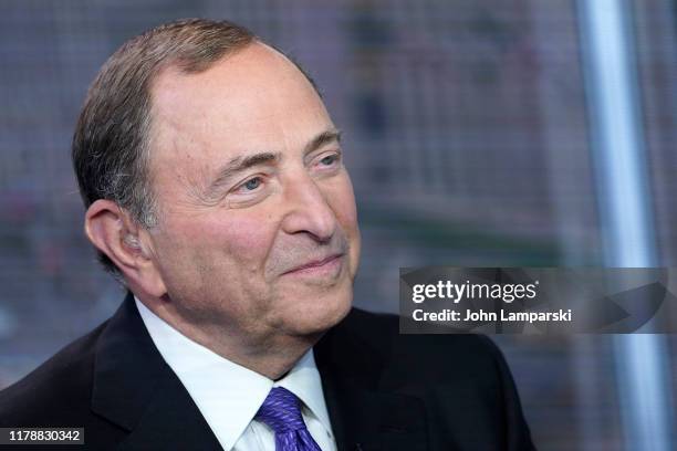 Commissioner Gary Bettman visits "The Claman Countdown" at Fox Business Network Studios on October 03, 2019 in New York City.