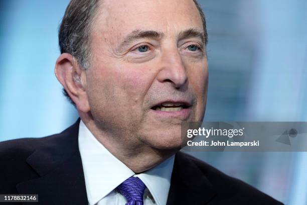 Commissioner Gary Bettman visits "The Claman Countdown" at Fox Business Network Studios on October 03, 2019 in New York City.