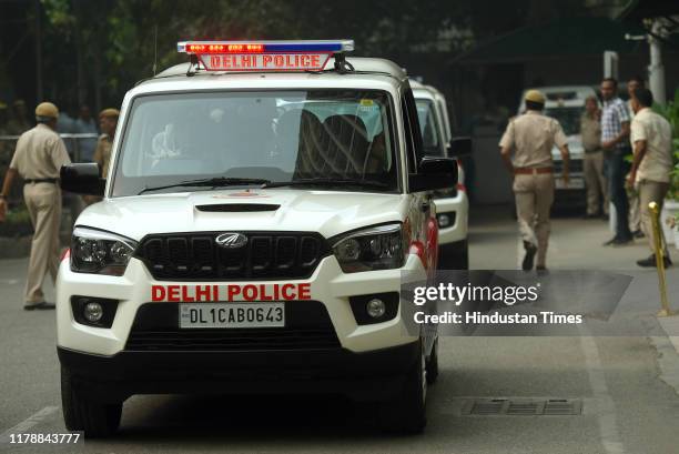 The 15 Prakhar vans that were flagged off by Delhi Police commissioner Amulya Patnaik, at Police headquarters , on October 29, 2019 in New Delhi,...