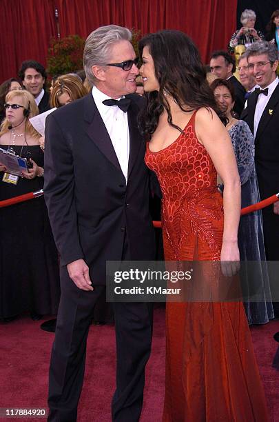 Michael Douglas and Catherine Zeta-Jones during The 76th Annual Academy Awards - Arrivals by Kevin Mazur at The Kodak Theater in Hollywood,...