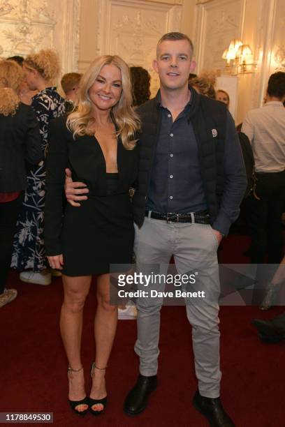 Sarah Hadland and Russell Tovey attend the press night after party for "Noises Off" at The Garrick Theatre on October 03, 2019 in London, England.