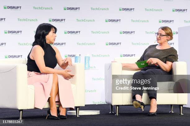 Zola Co-Founder & CEO Shan-Lyn Ma and TechCrunch Writer Ingrid Lunden speak onstage during TechCrunch Disrupt San Francisco 2019 at Moscone...