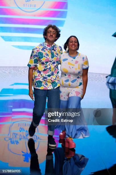 Fashion designers Amanda Gutiérrez & Adonais Sarmiento at the Como la Trucha al Trucho fashion show during Gran Canaria Moda Calida Swimwear on...