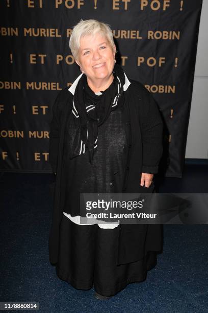 Mimie Mathy attends the "Et Pof" Muriel Robin One Woman Show At Palais Des Sports on October 03, 2019 in Paris, France.