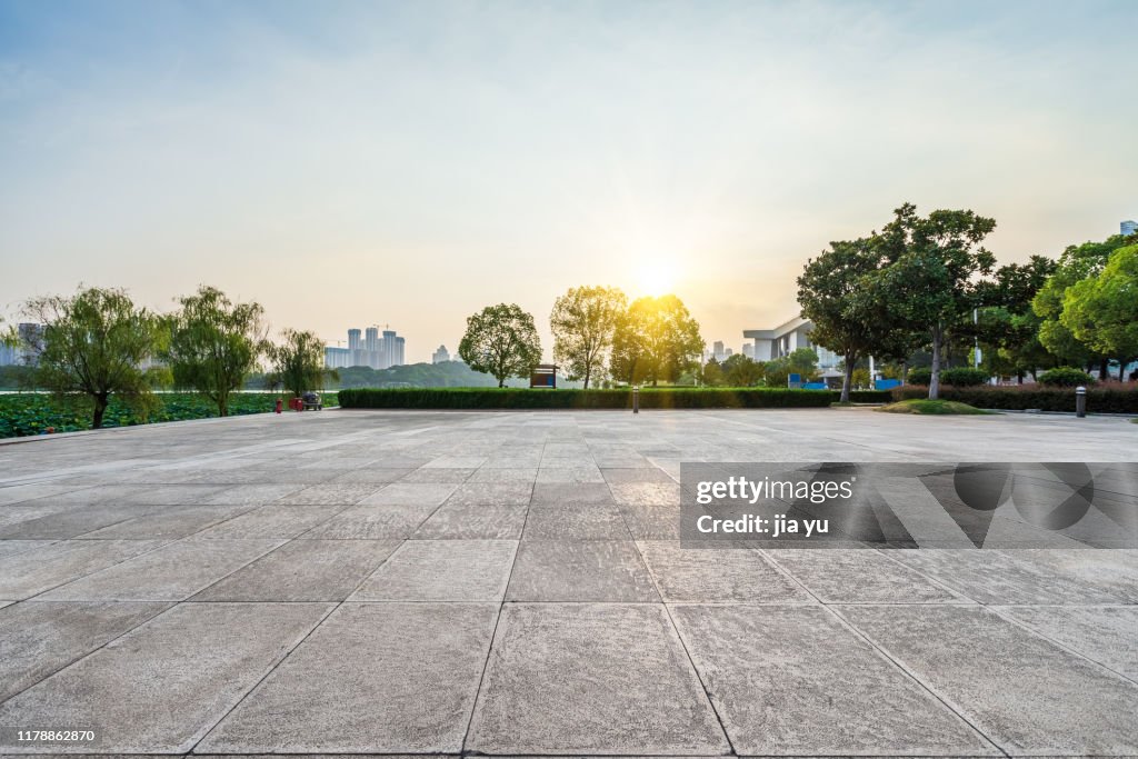 Open area against sunset sky