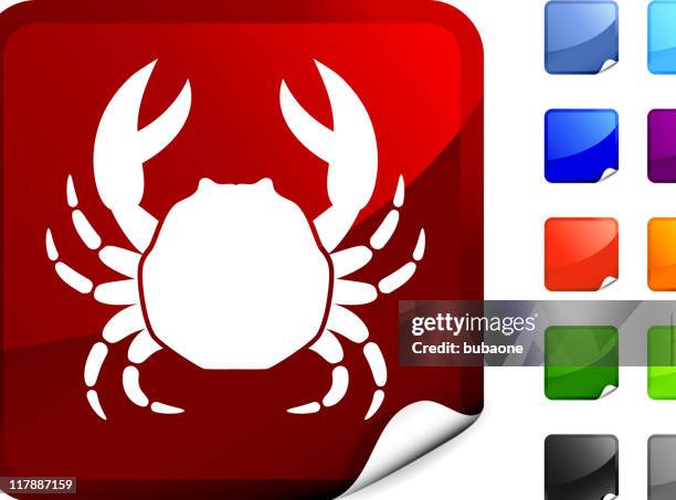 crab on sticker - crab legs stock illustrations