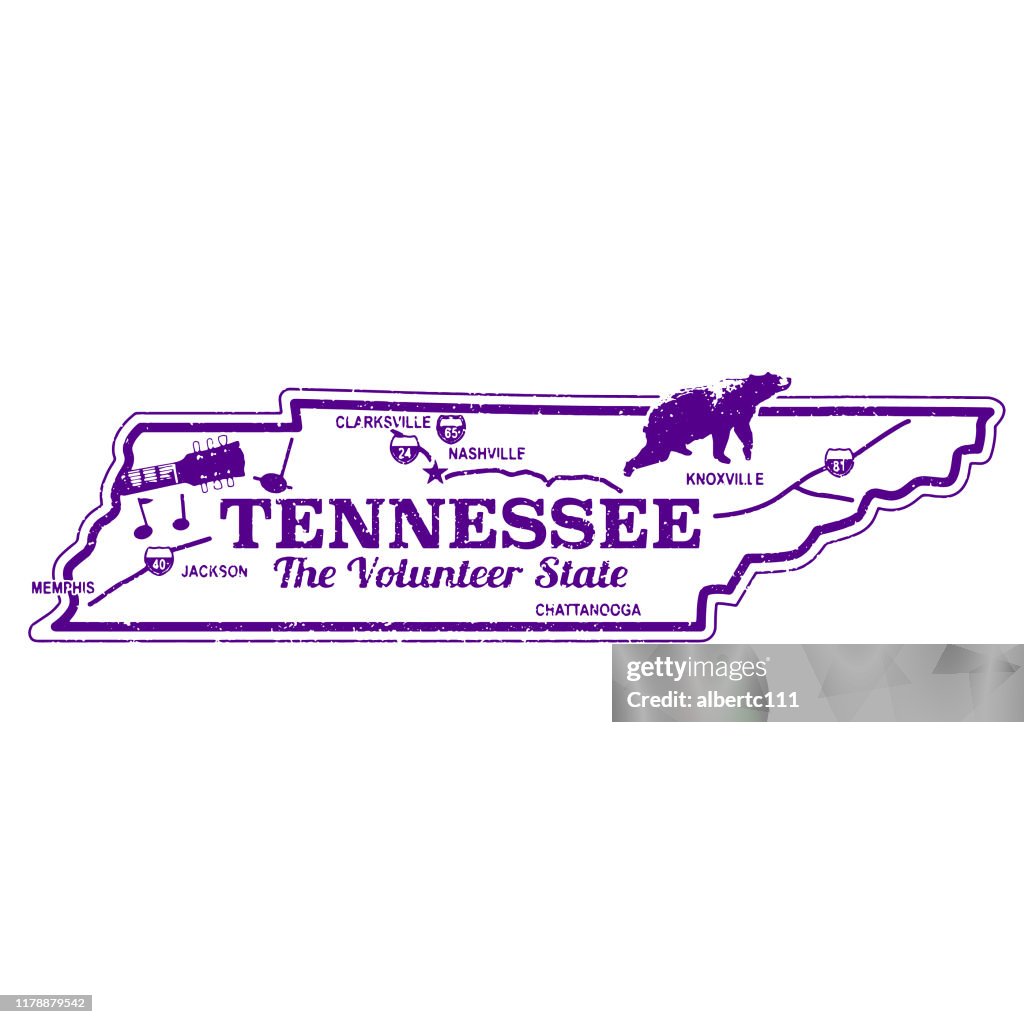 Tennessee vintage travel stamp