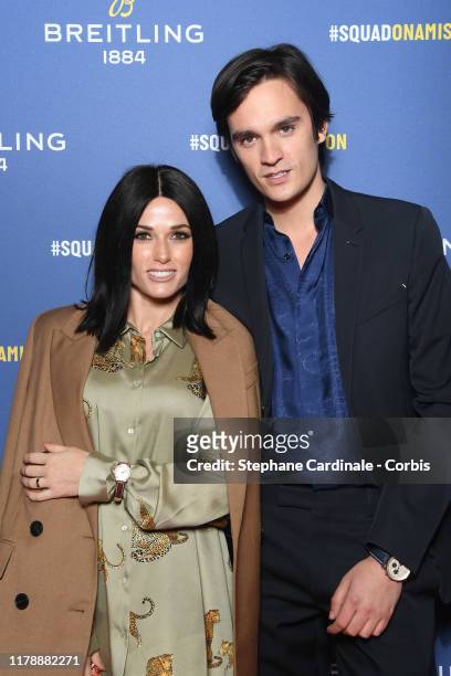 Capucine Anav and Alain-Fabien Delon attend the "Breitling 1884" flagship reopening party at 10 rue de la Paix on October 03, 2019 in Paris, France.