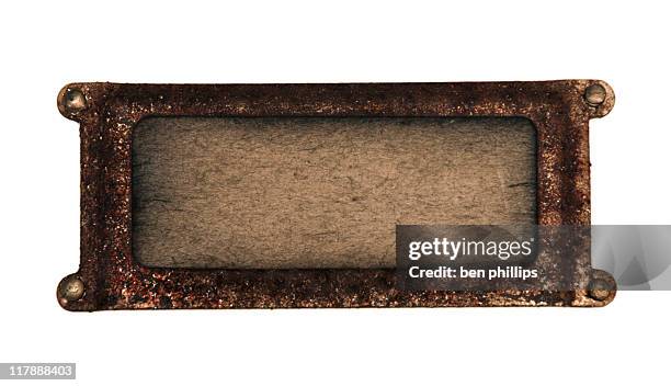 placa oxidadas - placa conmemorativa fotografías e imágenes de stock