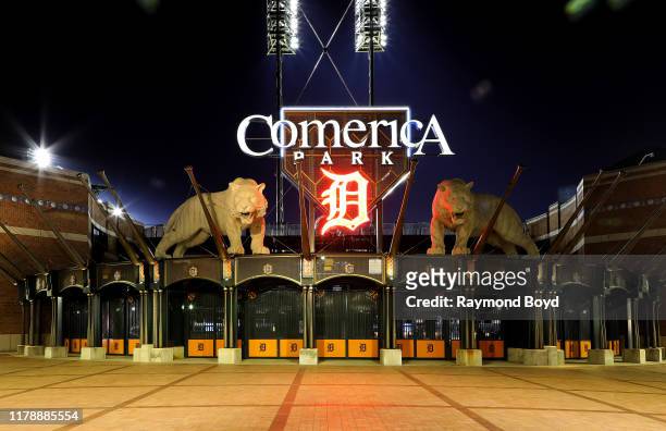 Comerica Park, home of the Detroit Tigers baseball team in Detroit, Michigan on September 26, 2019.
