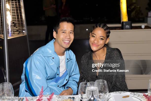 Jared Eng and Kilo Kish attend Barneys New York, Jason Bolden and Sandra Sandor Celebrate Nanushka on October 03, 2019 in Beverly Hills, California.