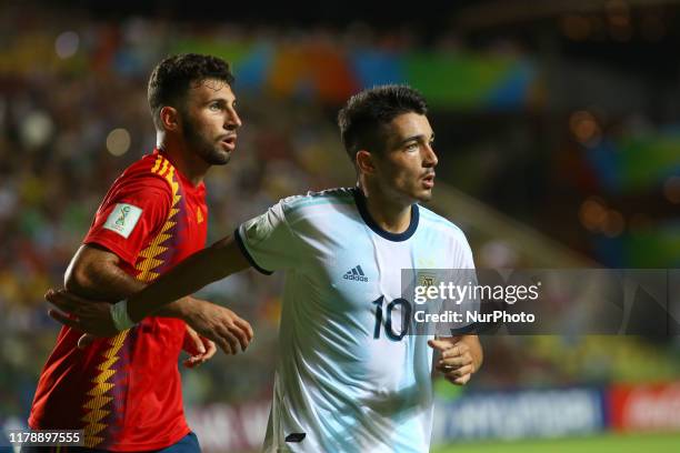 Matias Palacios of Argentina during the FIFA U-17 World Cup Brazil 2019 group E match between Spain and Argentina at Estadio Kleber Andrade on...