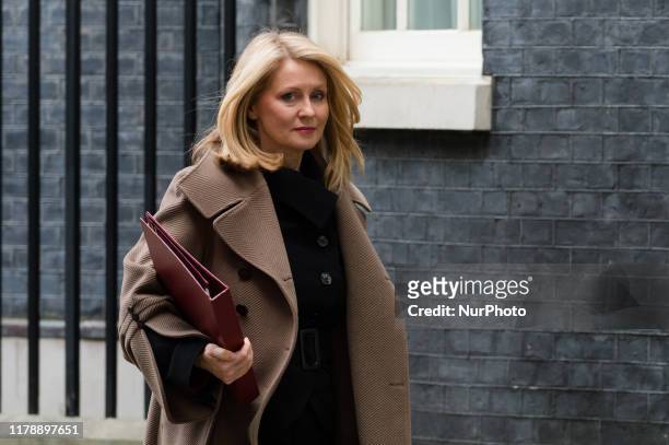 Minister of State for Housing Esther McVey leaves 10 Downing Street in central London after attending the weekly Cabinet meeting on 29 October, 2019...