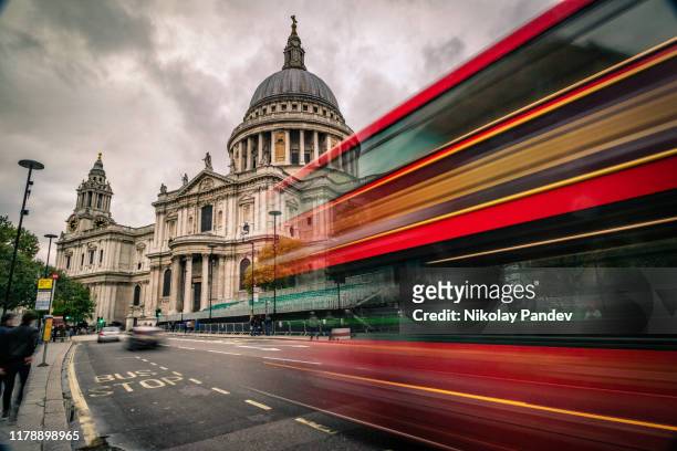 day time view of saint paul's cathedral in london city - creative stock image - central london stock pictures, royalty-free photos & images