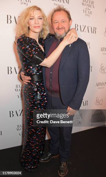 Cate Blanchett and Andrew Upton attend the Harper's Bazaar Women of the Year Awards 2019, in partnership with Armani Beauty, at Claridge's Hotel on...