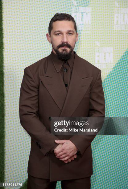 Shia LaBeouf attends "The Peanut Butter Falcon" UK Premiere during 63rd BFI London Film Festival at the Embankment Gardens Cinema on October 03, 2019...
