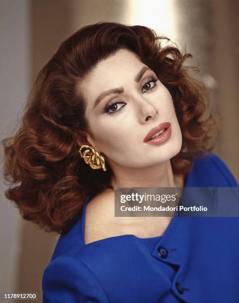French-born Italian actress Edwige Fenech posing. 1990