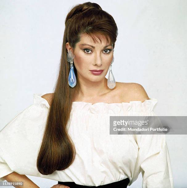 French-born Italian actress Edwige Fenech posing. 1987