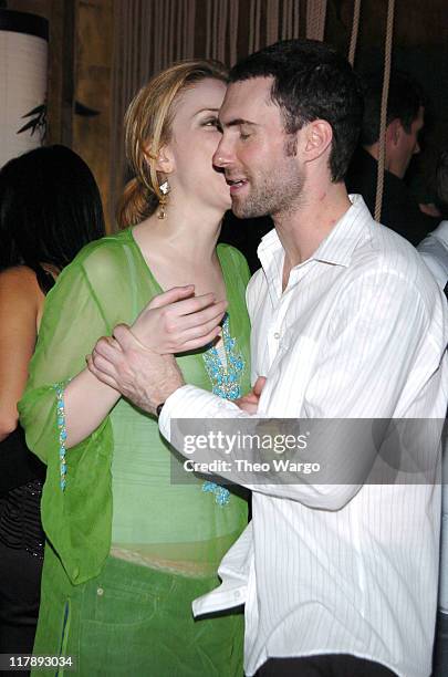 Diane Neal and Adam Levine of Maroon 5 during Maria Sharapovas 18th Birthday Party Sponsored by Motorola at Hiro Ballroom in New York City, New...