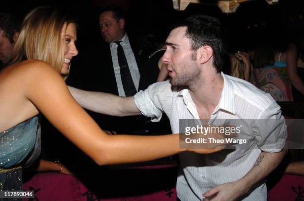 Maria Sharapova and Adam Levine of Maroon 5 during Maria Sharapovas 18th Birthday Party Sponsored by Motorola at Hiro Ballroom in New York City, New...
