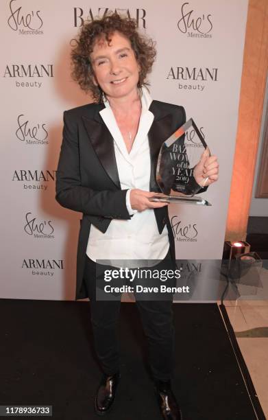 Jeanette Winterson, winner of the Writer Of The Year award, attends the Harper's Bazaar Women of the Year Awards 2019, in partnership with Armani...