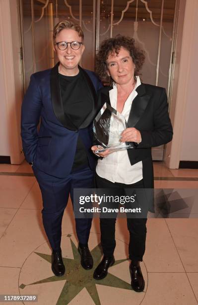 Ruth Hunt , Baroness Hunt of Bethnal Green and Jeanette Winterson, winner of the Writer Of The Year award, attend the Harper's Bazaar Women of the...