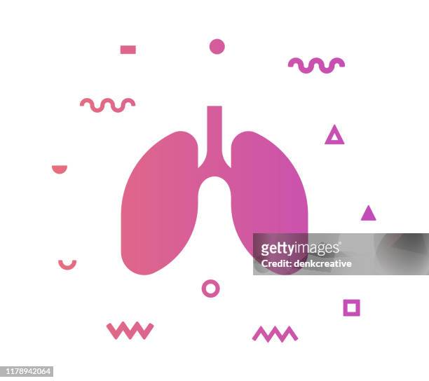 lunge vektor-symbol linie illustration - menschlicher darm stock-grafiken, -clipart, -cartoons und -symbole