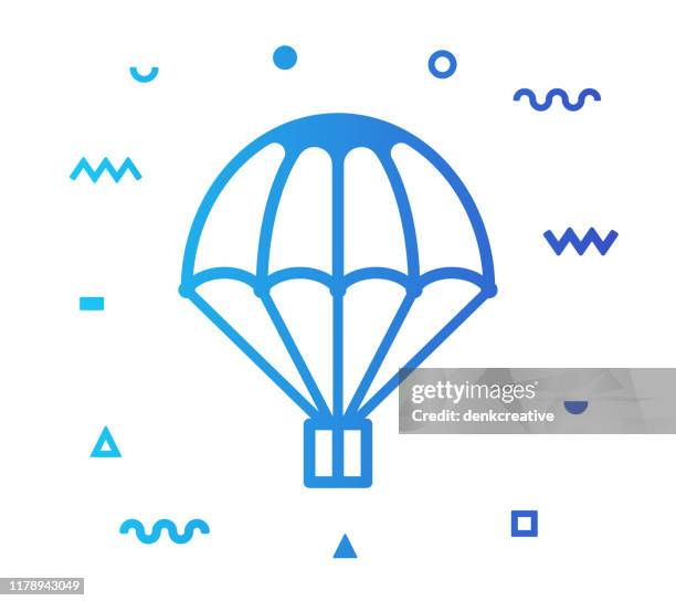 parachute vector icon line illustration - paragliding stock illustrations