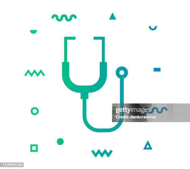 stethoscope vector icon line illustration - pulse check vector stock illustrations