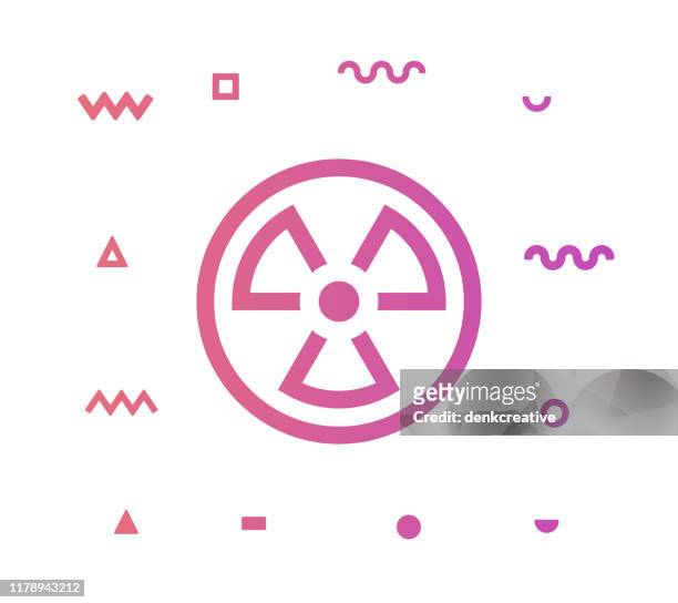 radioaktive vektor-symbol-linie-illustration - radioactive wallpaper stock-grafiken, -clipart, -cartoons und -symbole