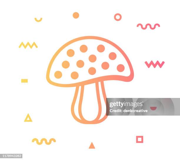mushroom vector icon line illustration - fine lines background stock illustrations