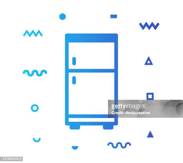kühlschrank vektor icon linie illustration - fridge line art stock-grafiken, -clipart, -cartoons und -symbole