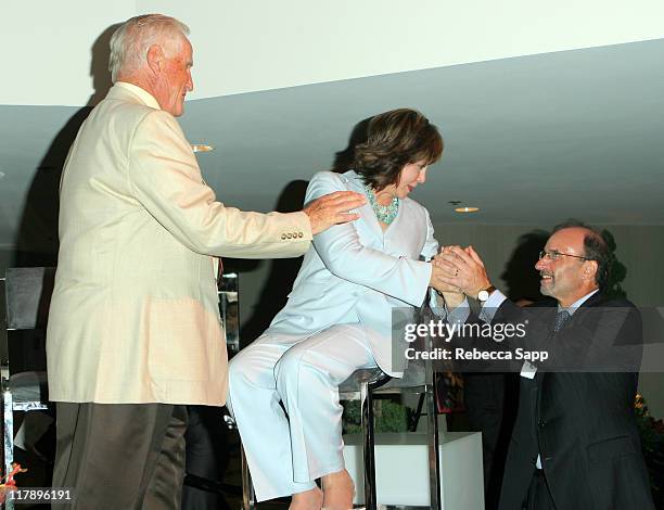 Don Shula, Mary Anne Shula and Larry Dorman during Shula's 347 Opening at Sheraton Gateway Hotel in Los Angeles, California, United States.