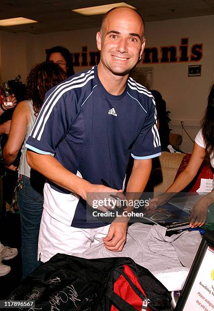 Andre Agassi during Gibson/Baldwin Presents "Night at the Net" To Benefit MusiCares Foundation - Green Room at UCLA in Los Angeles, California,...