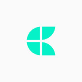 Vector Logo Letter Green Blue Blocks Lowercase C