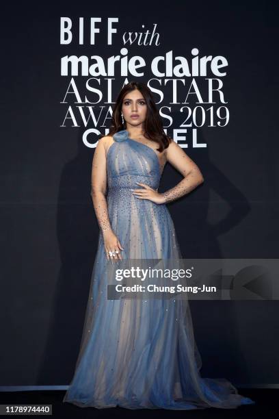 Actress Bhumi Pednekar arrives for the Marie Claire Asia Star Award 2019 during the day two of the 24th Busan International Film Festival on October...