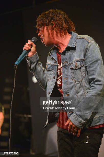 Kellin Quinn of Sleeping With Sirens performs on stage during "Threesome Tour" at The Fillmore Miami Beach on October 29, 2019 in Miami Beach,...