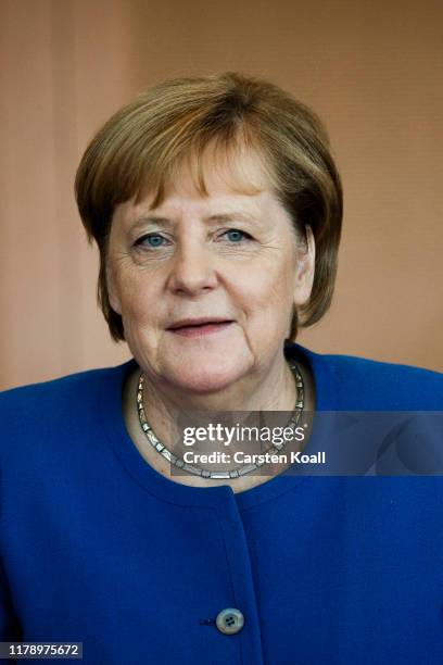 German Chancellor Angela Merkel arrives to present new measures to fight right-wing extremism on October 30, 2019 in Berlin, Germany. The measures...