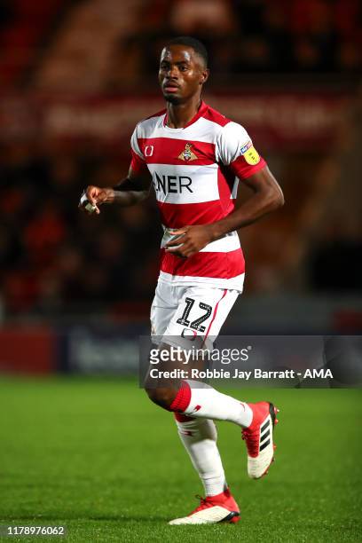 Madger Gomes of Doncaster Rovers during the Leasing.com Trophy match fixture between Doncaster Rovers and Manchester United U21's at Keepmoat Stadium...