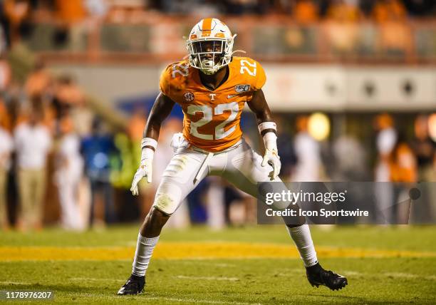 Tennessee Volunteers defensive back Jaylen McCollough defending during a game between the South Carolina Gamecocks and Tennessee Volunteers on...