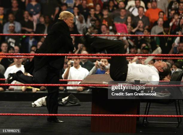 Vince McMahon gets more than he bargained for when Donald Trump got physical after signing the contract for Wrestlemania XXIII's "Hair vs Hair" match...