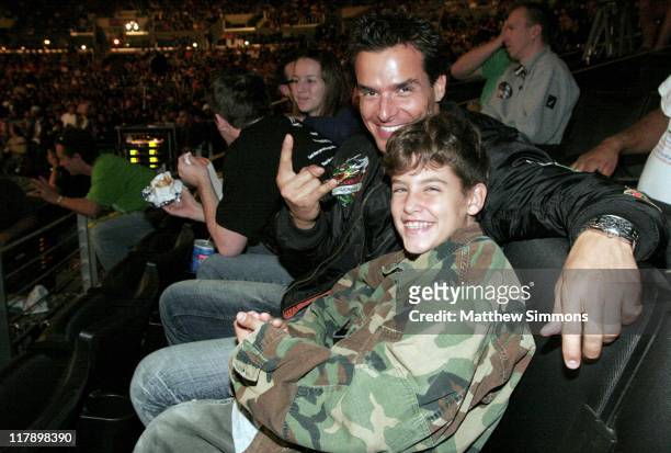 Antonio Sabato Jr. And son during WWE Monday Night RAW with Surprise Guest Kevin Federline at The Staples Center in Los Angeles, California, United...