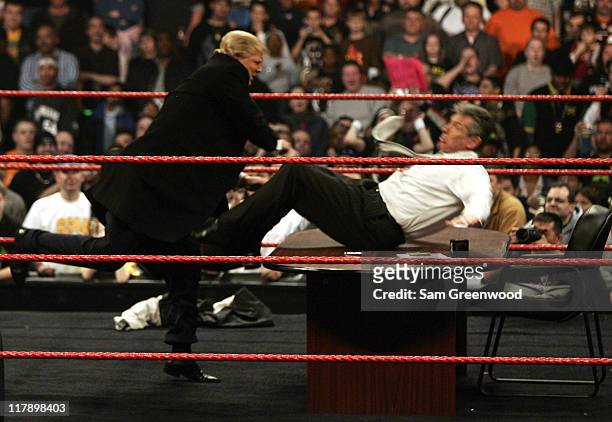Vince McMahon gets more than he bargained for when Donald Trump got physical after signing the contract for Wrestlemania XXIII's "Hair vs Hair" match...