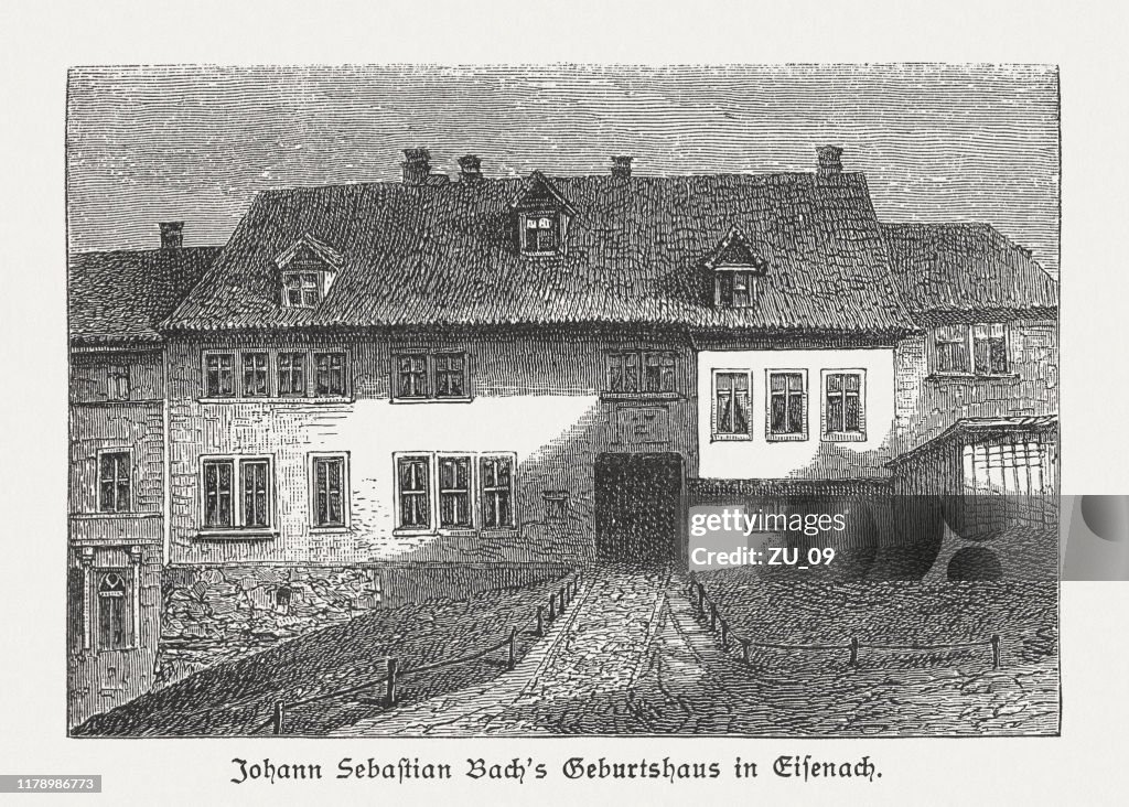 Local de nascimento de Johann Sebastian Bach em Eisenach, Alemanha, publicado em 1885