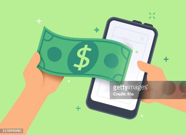 mobile cash payment banking or selling concept - martine doucet or martinedoucet stock illustrations
