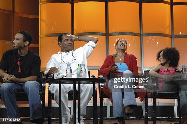 Aaron McGruder, creator and executive producer, John Witherspoon, Regina King and Gabby Soleil of "The Boondocks" 9653_0571.jpg