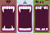 Halloween monster mouth banners set