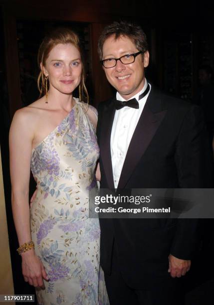 James Spader and fiancee Leslie Stefanson during The 56th Annual Primetime Emmy Awards - Fox After Party - Inside at Spago in Beverly Hills,...