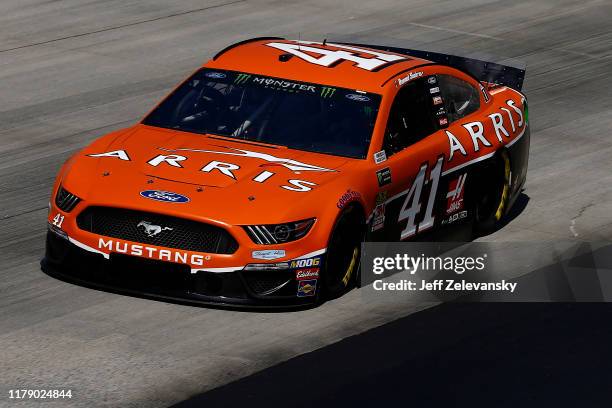 Daniel Suarez, driver of the ARRIS Ford, drives during practice for the Monster Energy NASCAR Cup Series Drydene 400 at Dover International Speedway...