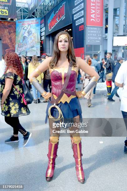 Cosplayer dressed as Wonder Woman attends New York Comic Con 2019 - Day 2 at Jacobs Javits Center on October 04, 2019 in New York City.